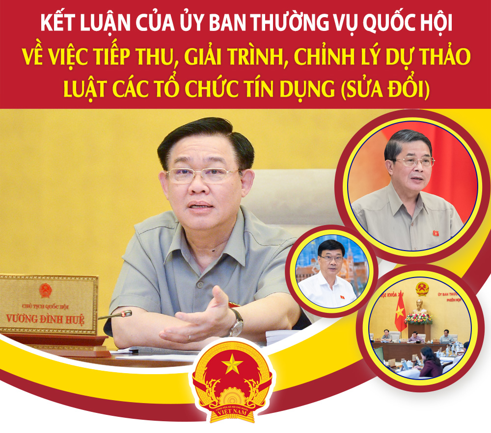 KẾT LUẬN CỦA ỦY BAN THƯỜNG VỤ QUỐC HỘI VỀ VIỆC TIẾP THU, GIẢI TRÌNH, CHỈNH LÝ DỰ THẢO LUẬT CÁC TỔ CHỨC TÍN DỤNG (SỬA ĐỔI)